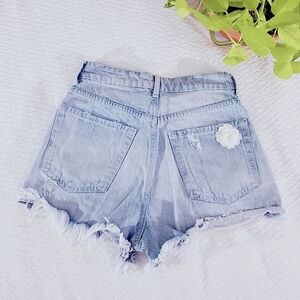 BERSHKA Europe 70's Style Mom Denim Fringe Shorts